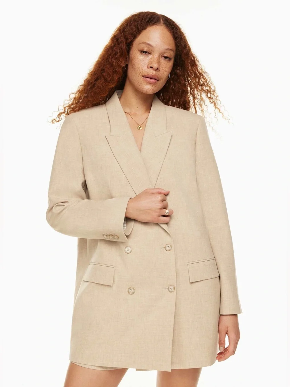 Wilfred Aritzia - Cherrelle Blazer - Heather Oat Beige - Size 6 - Good Condition